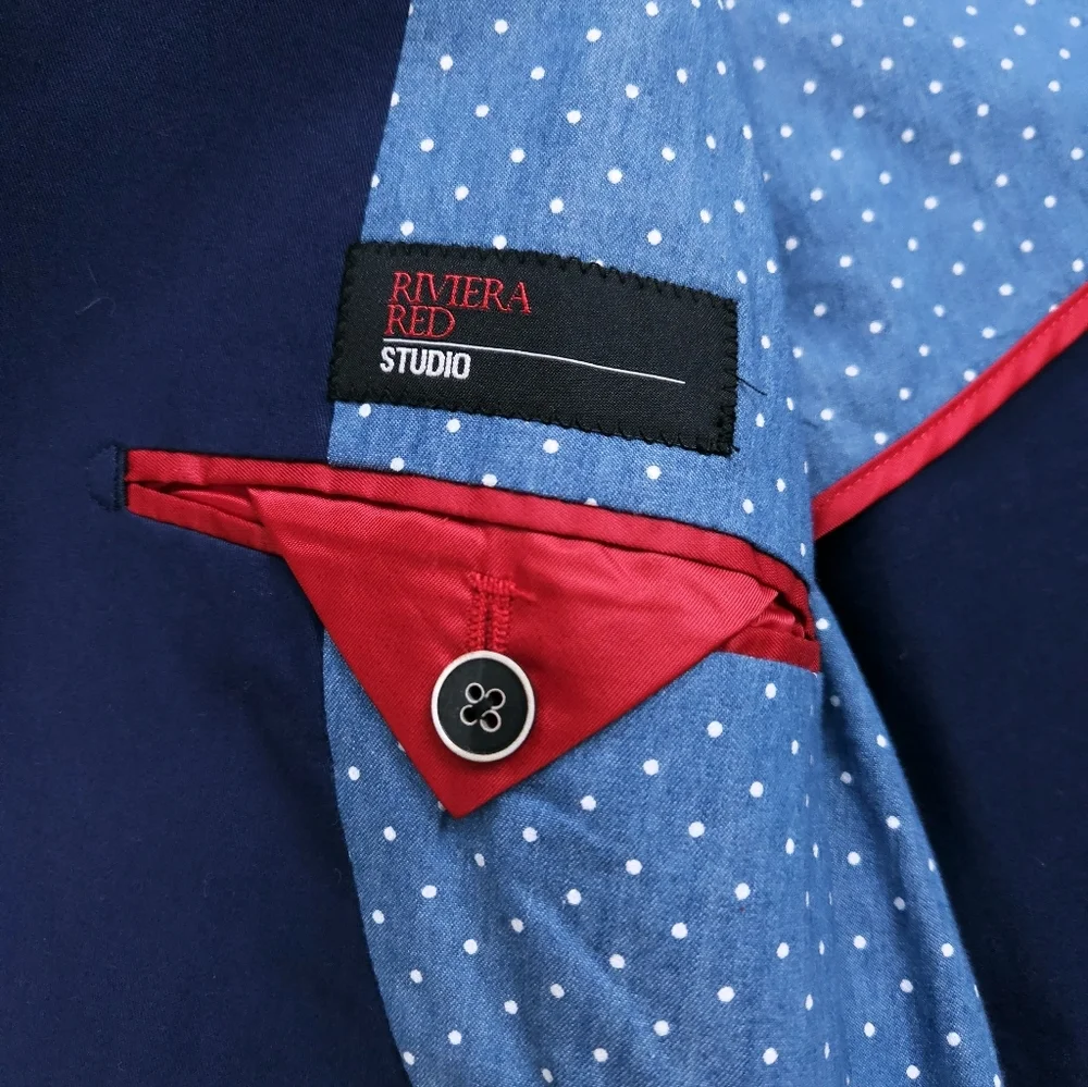 Riviera Red Men's Sport Coat Lightweight Summer Cotton Blazer Navy Blue 40 R NWT
